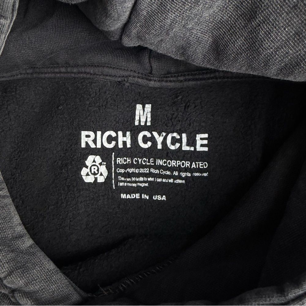 NWOT Rich Cycle Vintage Black Grey Hoodie Mens Medium - Picture 8 of 8